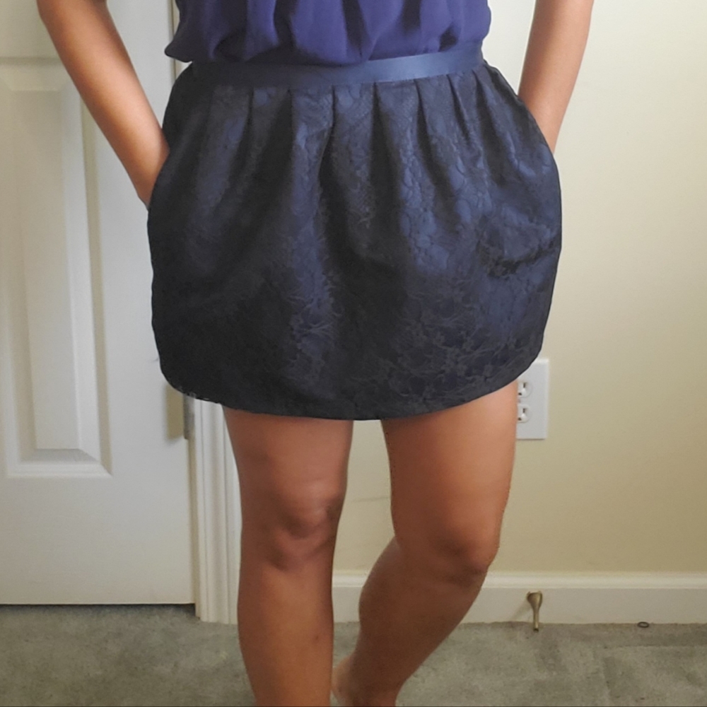 Heritage 1981 Black lace Blue Mini Skirt S…